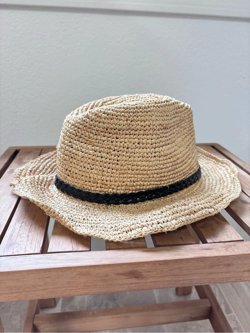 Melrose and Market Natural Straw Women’s Hat with Black Braided Band